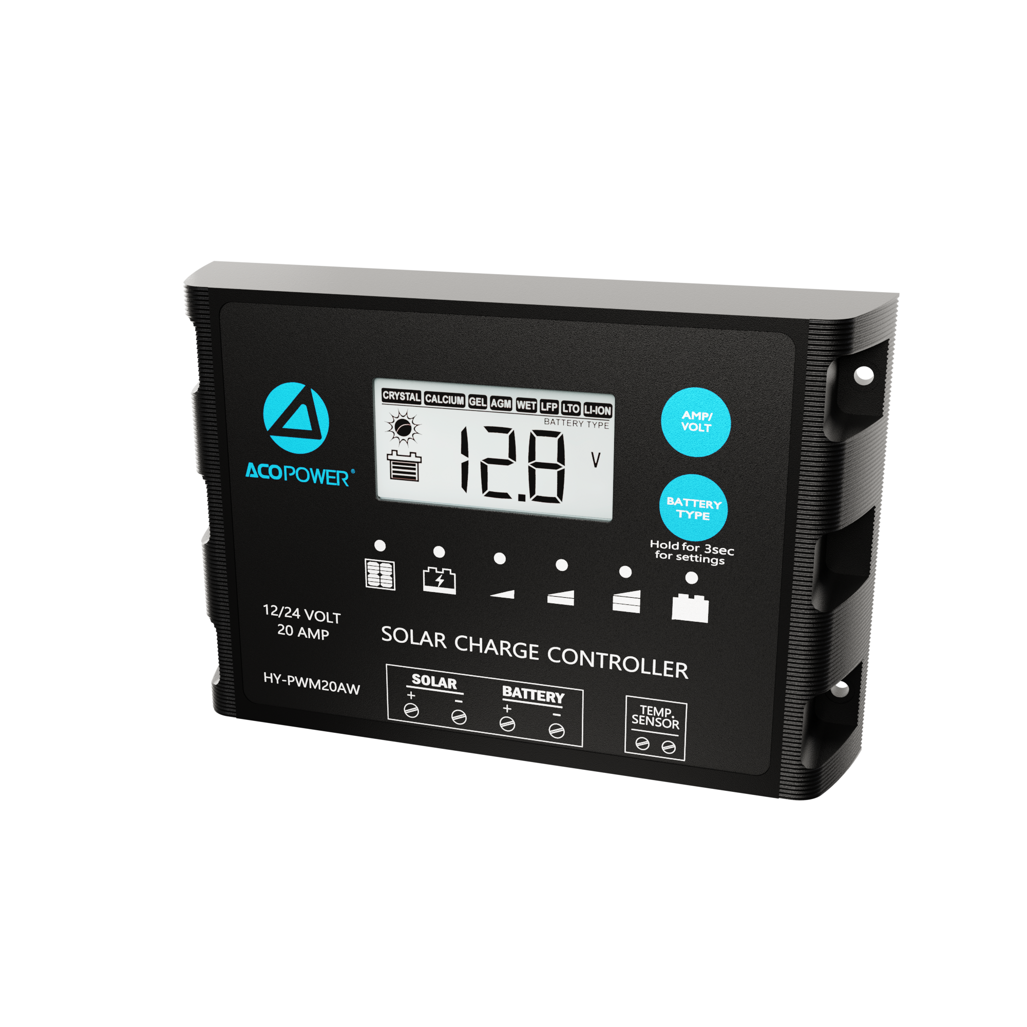 ProteusX 20A PWM Charge Controller w/ Alligator Clips & Solar Connector